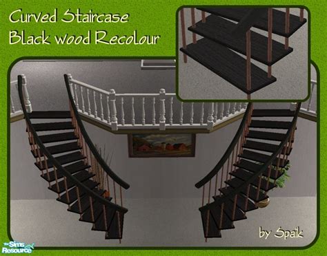 The Sims Resource Curved Staircase Black Wood Rec
