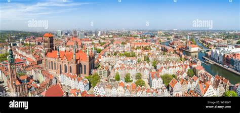 Aerial View Gdańsk An Old Town With A Visible St Marys Basilica