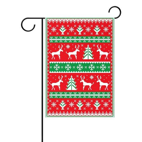 Popcreation Christmas Deer Snow Flack Tree Garden Flag 12x18 Inches