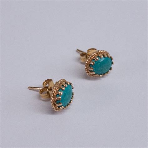 14K Gold Turquoise Stud Earrings