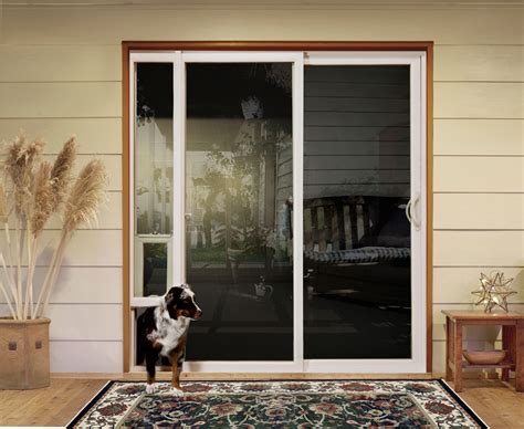 Doggie door for a patio door home made panel to insert into patio sliding door to create an exit and entrance for a family dog. Sliding Doors with Pet Access | Custom Home Magazine ...