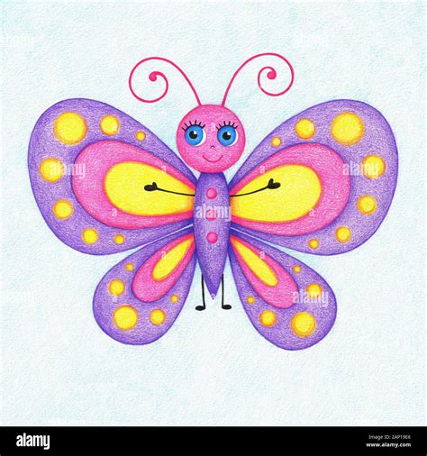 Hand Drawn Illustration Of Butterfly For Kids Stock Photo Alamy