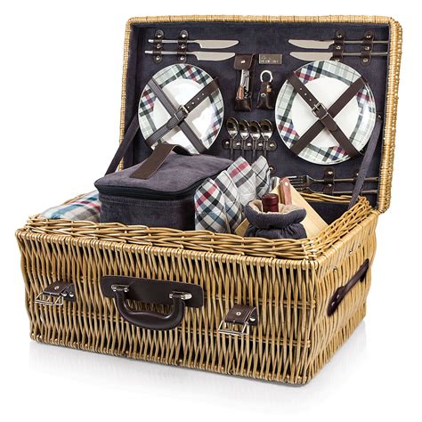 Picnic Time English Style Carnaby St Willow Picnic Basket For 4 Picnic Basket Wicker Picnic