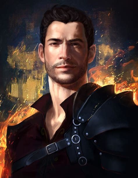 A Digital Painting Of A Man In Armor With Flames Around Him And His Eyes Closed