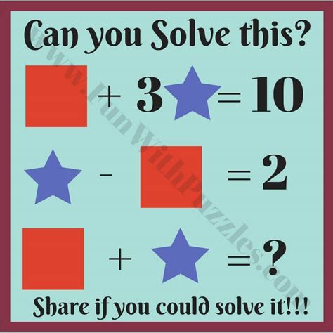 Kids Math Equations Riddles With Answers Fun With Puzzles