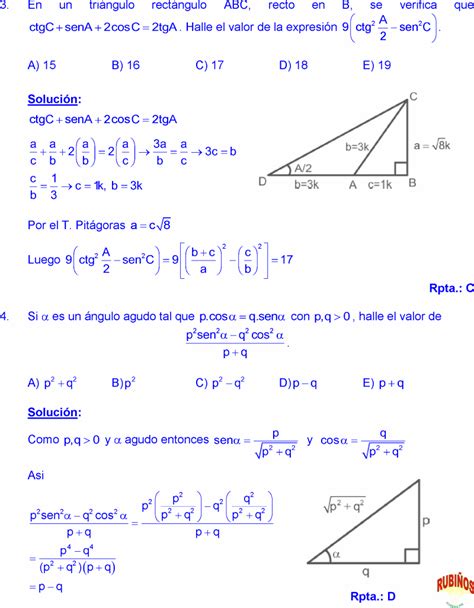 Razones Trigonométricas Ejemplos Y Ejercicios Resueltos