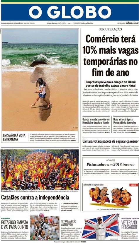Capa Do Jornal O Globo Manchetes De Jornal Imagens De Jornal Capas