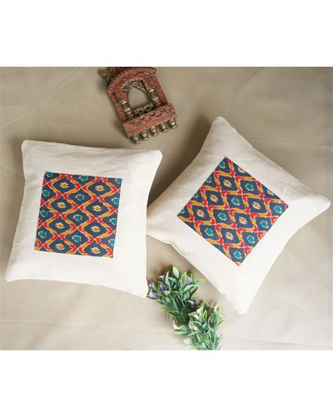 Multicolour Patch Work Cushion Covers Set Of Two By Nyara Products