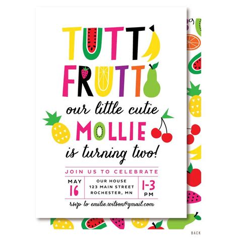 Tutti Frutti Invitation Tutti Fruitti Birthday Party Pineapple