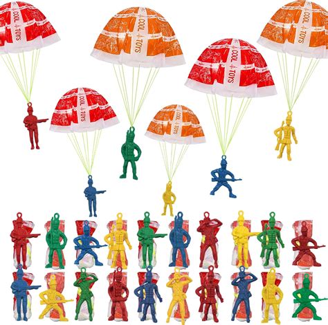 Porafuk 60 Pieces Parachute Toy Army Men Action Figures
