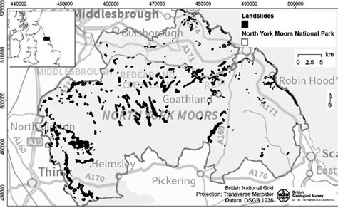 Landslide Distribution In The North York Moors National Park Contains