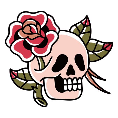 Rose Flower Skull Tattoo Transparent PNG & SVG Vector