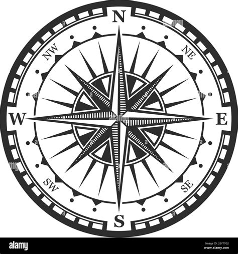 Old Navigation Compass Heraldic Icon Vector Winds Rose Symbol Of Nautical Compass Of Marine And