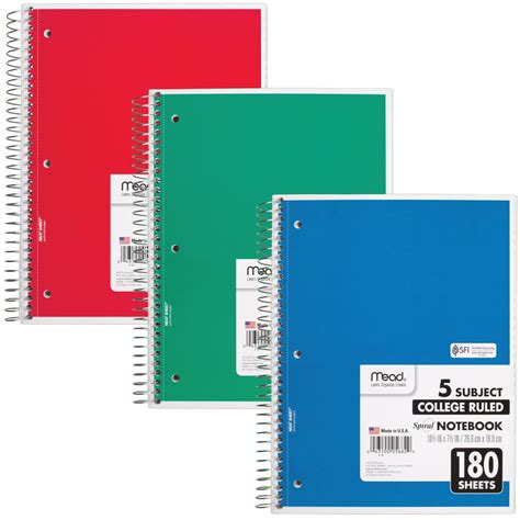 Mead 5 Subject Spiral Notebook Fsioffice