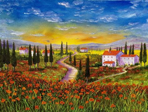 Tuscany Sunset Painting By Inna Montano Saatchi Art