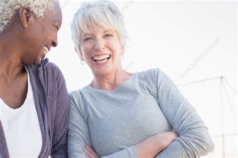 Senior Women Laughing Outdoors Stock Image F Science Photo Library