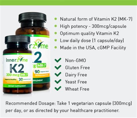 Vitamin k2 deficiency, dosage and supplementation. Vitamin K2, MK-7, 300mcg - Innerzyme