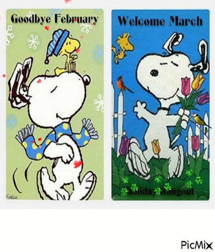 Snoopy Animated Goodbye February Welcome March  Snoopy Snoopy And