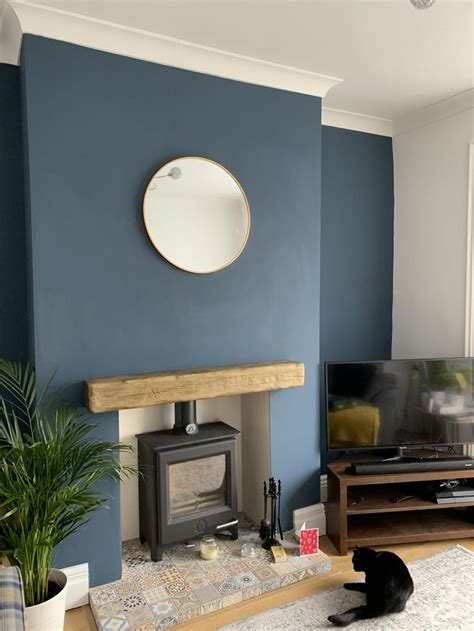 Stiffkey Blue Feature Was Blue Walls Living Room Feature Wall Living