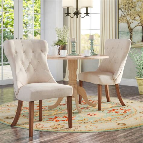 Greyleigh Hinsdale Tufted Linen Wingback Dining Chair And Reviews Wayfair
