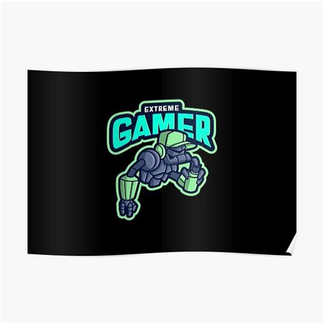 Extreme Gamer With Angry Robot Poster For Sale By Privarshu Redbubble