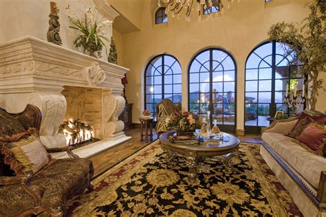 Custom Designed Fireplace Tuscan House Luxury Estate Italian Villa
