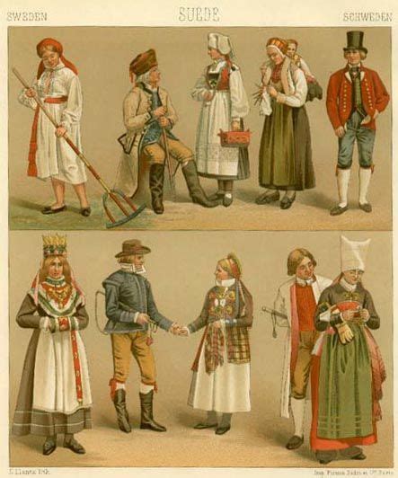 19th Century Traditional Swedish Clothing Scandinavian Costume Folk
