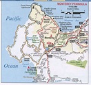 Monterey peninsula road map, free map highway Monterey surrounding area