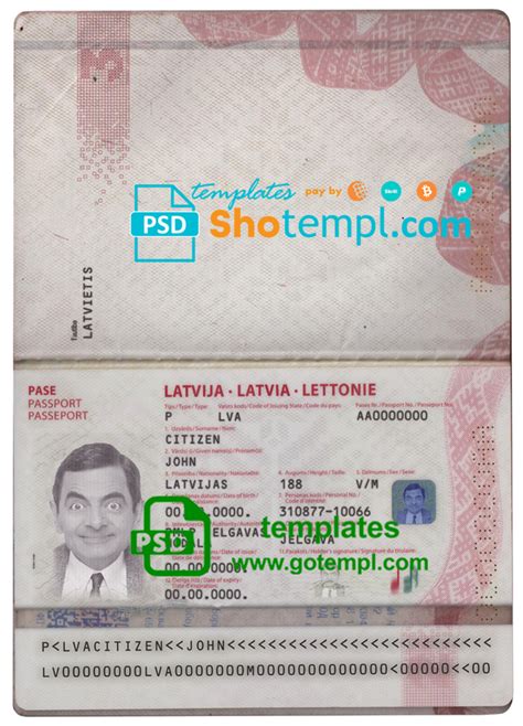 Latvia passport template in PSD format, fully editable (2015 - present) in 2021 | Passport ...