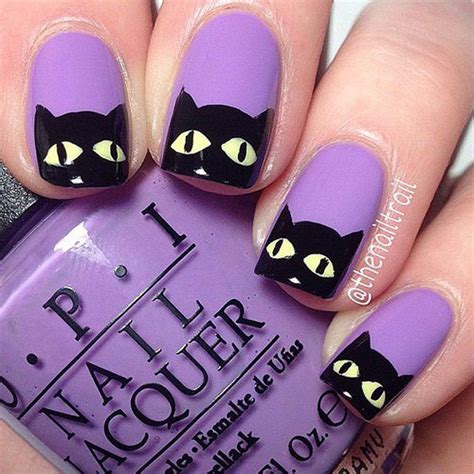 15 Cute Halloween Themed Cat Nail Art Designs Ideas Trends