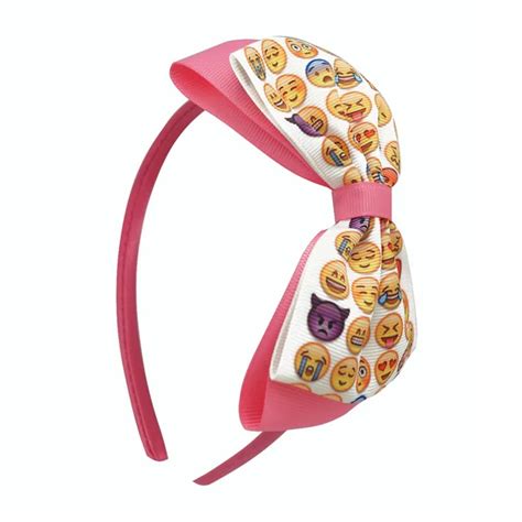 24pieceslot Emoji Smiley Emoticon Printed Bow Headband Hair Band For