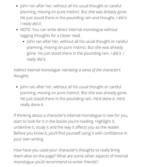 Internal Monologue How To Use Your Characters Thoughts To Advance