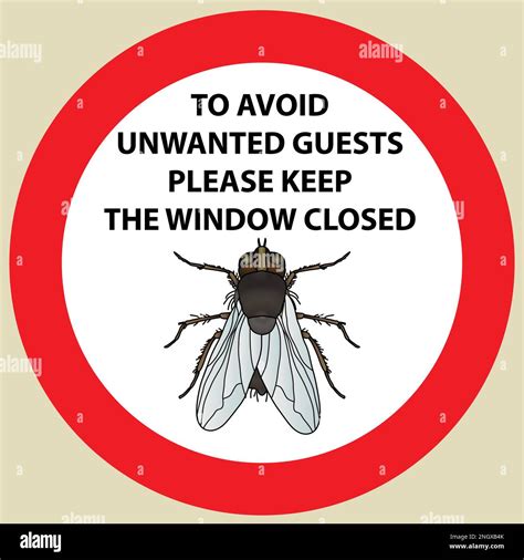 Sticker With Warning Sign Insect Fly Icon Fly Silhouette Vector