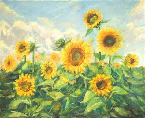 Sunflowers In The Field Original Floral Oil Painting On Etsy In 2020