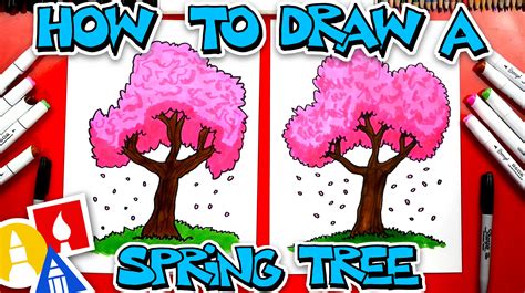 How to draw a house. How To Draw A Cherry Blossom Spring Tree - Art For Kids Hub
