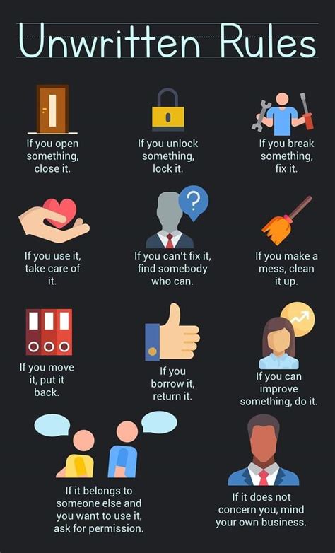 11 Unwritten Rules Of Life That Everyone Must Follow Daily Infographic