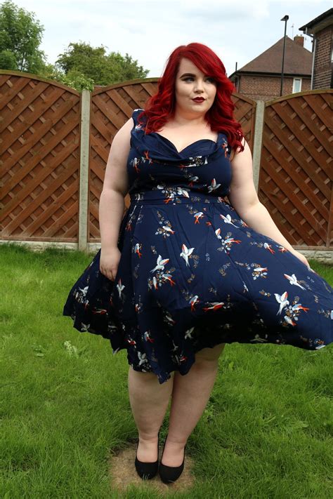 Bbw Couture Plus Size Navy Blue Swallow Floral S Vintage Party Dress She Might Be Loved