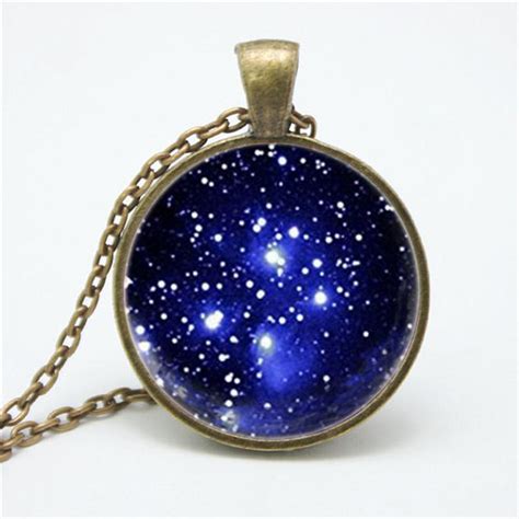 Popular Nebula Glass Cabochon Necklace Galaxy Space Pendant Universe