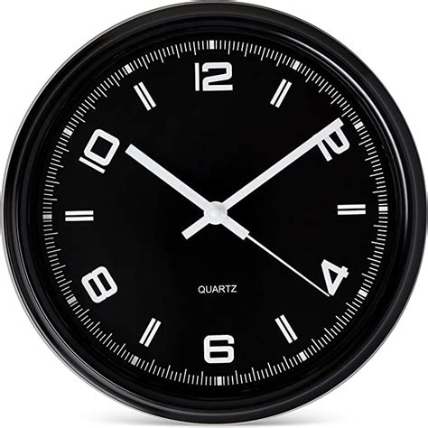 Bernhard Products Black Wall Clock Silent Non Ticking 11