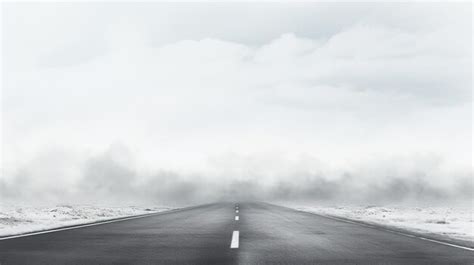 Premium Ai Image Empty Foggy Rural Asphalt Highway With White Line Ai