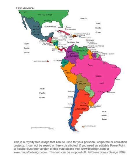 Latin America Continent Printable Blank Royalty Free  Map