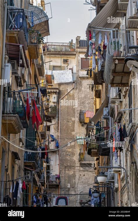 City Of Naples In Italy Aged Houses In The Spanish Quarter Old