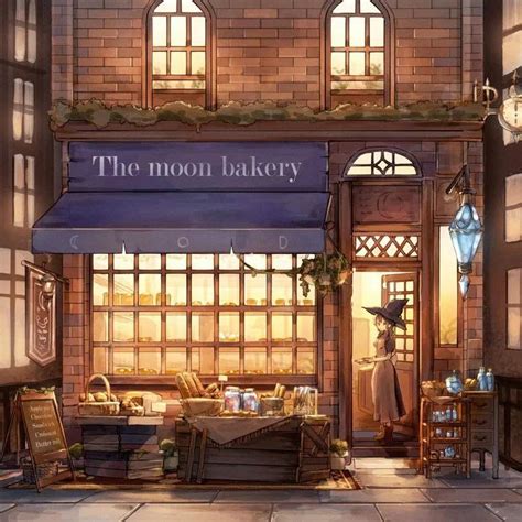 The Moon Bakery Anime Waifu Dreamy Art And Cafe Illustration