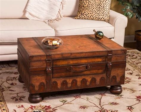 Rustic Storage Trunk Coffee Table Wood Suitcase With Legs Awesome Decors