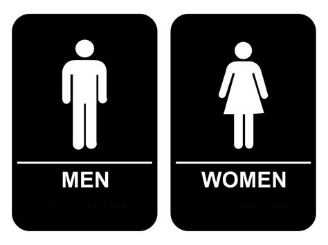 Ada Braille Mens And Womens Restroom Sign Set 6 X 9 Black Name Tag