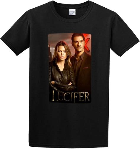 Lucifer Tv Show Poster Mens T Shirts Design Crew Neck Black Xxl Amazon