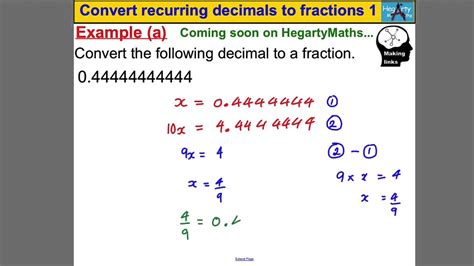 Recurring Decimals To Fractions Worksheet With Answers Esraempress
