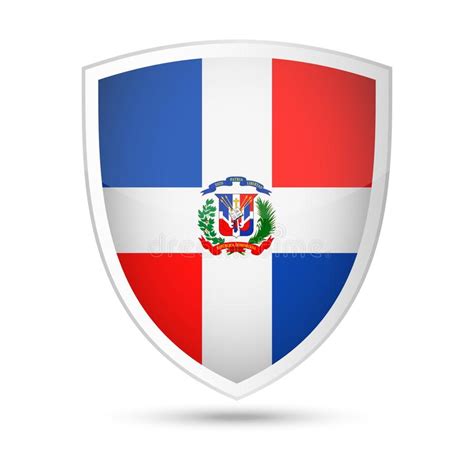 Dominican Republic Flag Vector Shield Icon Stock Illustration