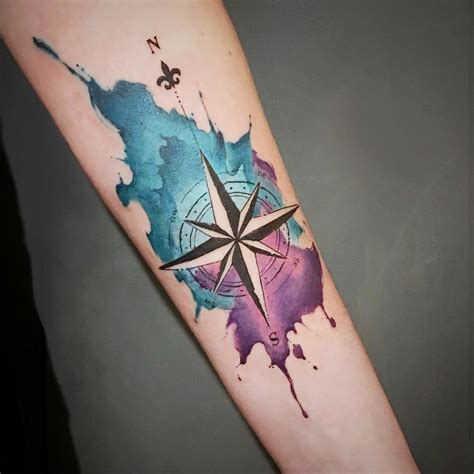 Watercolor Compass Rose By Mancarot Ltw Tattoo Barcelona Rtattoos