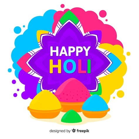 Free Vector Flat Detailed Happy Holi Festival Illustration